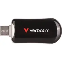 Verbatim Plectra - USB flash-enhet - 256 GB - USB 3.2 Gen 1 / USB-C - svart