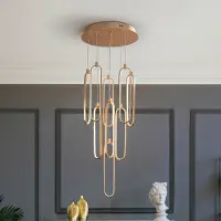 Schuller Valencia Pendellampa Colette, dimbar, Mässing / guld, Vardagsrum / matsal, Aluminium / grå / zink, Modern