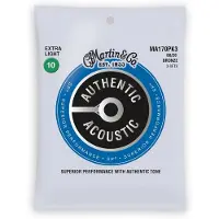 Martin strings Autentiska akustiska gitarrstrngar verlgsen prestanda Extra Light 10-47 80/20 Brons 3 Pack