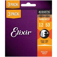 Elixir Phosphor Nanoweb Acoustic Strings 3 Pack 12-53