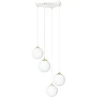Emibig Glas pendellampa Royal LIGHTING, dimbar, Vitt / opal, Vardagsrum / matsal, Modern, Pendellampa