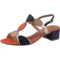 Bonprix Sandal marinblå / ljusbrun / korall / silver