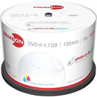 Primeon 2761207 DVD-R 4.7 GB 50 st Spindel Skrivbar, Högglansig yta, Vattentät, Kladdfritt