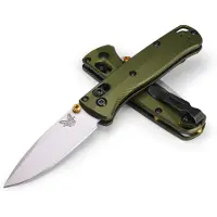 Benchmade Mini Bugout S90V Crushed Silver Cerakote fällkniv, woodland green grivory