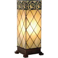 Clayre & Eef Tiffany bordslampa DIAMOND, Creme / bärnsten, Vardagsrum / matsal, Glas, Tiffany, Bordslampa
