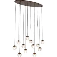 QAZQA Designpendellampa mörkbrons med klart glas 12 ljuskällor - Inge
