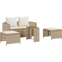 vidaXL Soffgrupp för trädgården, 5 delar med kuddar, stapelbar beige