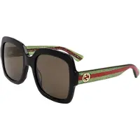 Gucci Square Womens Svarta Gröna Glitter och Röd Gröna Solglasögon GG0036SN