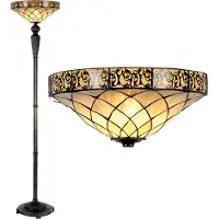 Clayre & Eef Tiffany golvlampa DIAMOND, Brun / rost, Vardagsrum / matsal, Glas, Tiffany, Golvlampa