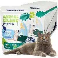 Animal Island Vardagsfiléer Av Vit Fisk I Buljong Våtfoder För Katt 12x85g