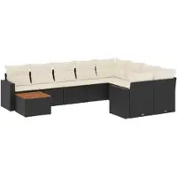 vidaXL Loungegrupp 10 delar med svarta dynor konstrotting