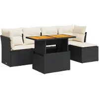 vidaXL Loungegrupp med dynor 6 delar svart konstrotting