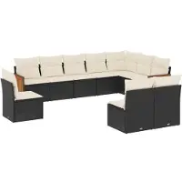 vidaXL Loungegrupp 10 delar med svarta dynor konstrotting