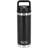 Yeti Rambler Bottle 18oz Chug Cap, Black, thermos bottle with drinking spout, 532 ml