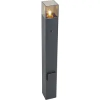 QAZQA Modern pollare för utomhusbruk svart med rökglas 70 cm med skymningssensor IP44 - Danmark