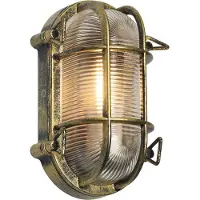 QAZQA Utomhusvägg- och taklampa antikguld oval IP44 - Noutica