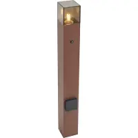 QAZQA Industriell utomhuspollare rostbrun med rökglas 70 cm med skymningssensor IP44 - Danmark