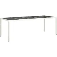 vidaXL Trädgårdsbord vit 250x100x75 cm konstrotting och härdat glas