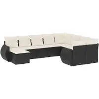 vidaXL Loungegrupp 10 delar med svarta dynor konstrotting