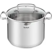 Tefal Duetto+ 22 cm kokgryta, Induktion, Högkvalitativt rostfritt stål, 10 års garanti, Nitade handtag, Glaslock