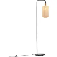 QAZQA Japandi Golvlampa Svart med Guld och Beige Skärm - Pluni