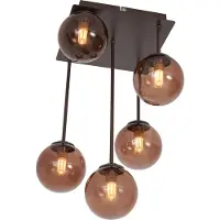 QAZQA Design taklampa brons med bronsglas 5-ljus - Aten