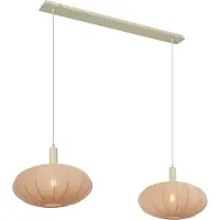 QAZQA Japandi Pendellampa Beige med tygskärm 2-ljus - Bida