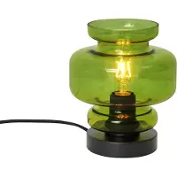 QAZQA Retrobordslampa svart med grönt glas - Denise