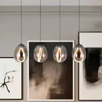 VIOKEF Glas pendellampa Melanie, Aluminium / grå / zink, Vardagsrum / matsal, Glas, Pendellampa