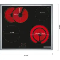 Bosch Serie | 4 PKN645BA2E - Keramisk häll - 4 kokplattor - Fördjupning - bredd: 56 cm - djup: 49 cm - med kanter i rostfritt stål - svart / rostfritt stål