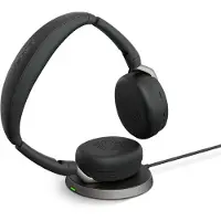 Jabra Evolve2 65 Flex Link380a MS + Ladepad On-ear headset Bluetooth Stereo Svart Brusreducering Headset, Mikrofonljudavstängning, Volymkontroll, Induktion,
