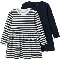 Name It Mini Klänning - NmfVivia - Noos - 2-pack - Dark Sapphire/Pack - - 7 år (122) - Klänning