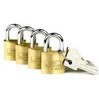 Burg wachter 4er Set Set Quadro 222 30 SB Hänglås Lika låsning Mässing Nyckel
