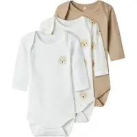 Name it Sparkdräkt/body 'Oxford Bear' mörkbeige / svart / vit