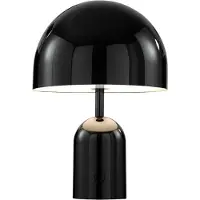 Tom Dixon Akku-bordslampa BELL PORTABLE, svart, 28 cm IP44 dimbar, Svart, Vardagsrum / matsal, Syntetmaterial, Design