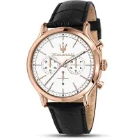 Maserati Epoca Kronograf Läderarmband Vit Urtavla Kvarts R8871618016 100M Herrklocka vit