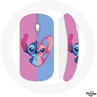CAPACHEAP Souris Sans Fil - Stitch et Angel - Bleu Rose - Compatible Mac et PC - Clé USB Wifi