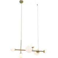 QAZQA Hotell Chic Pendellampa Guld med Opalt Vitt Glas 6-ljus - Monaco