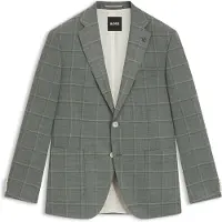 BOSS Regular-fit blazer in a checked wool blend