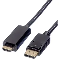 Roline DisplayPort Anslutningskabel DisplayPort-kontakt, HDMI-A-kontakt 3.00 m Svart 11.04.5787 Skärmad DisplayPort-kabel