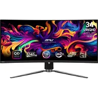MSI MPG 341CQPX QD-OLED - OLED-monitor - spel - böjd - 34.18 - 3440 x 1440 UWQHD @ 240 Hz - 1000 cd/m² - 1500000:1 - DisplayHDR 400 True Black - 0.03 ms - 2xHDMI, DisplayPort, USB-C