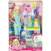 Barbie Karriärdocka & Lekset, Baby Doktor Tema med Blond Mode Docka, 2 Baby Dockor, Möbler & Tillbehör