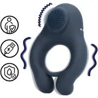 Loveline - vibratorring med klitorisstimulator - grå