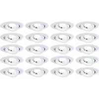 Paulmann LED-inbyggnadslampa, vit, Ø 8 cm, 4,8 W, 20-pack, Vitt / opal, Vardagsrum / matsal, Syntetmaterial, Modern