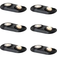 QAZQA Set med 6 rundade infällda spotlights svart GU10 50mm 2-ljus - Hubs