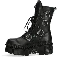 New rock - Mid-Calf läderstövlar med plattform - WALL373-S6