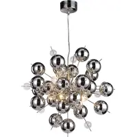 Näve Glas pendellampa Wakusei, dimbar, Förkromad / silver, Vardagsrum / matsal, Glas, Modern, Pendellampa
