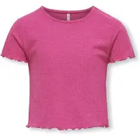 Kids Only T-shirt - Rib - Nej - KogNella - Raspberry Rose - - 13-14 år (158-164) - T-shirt