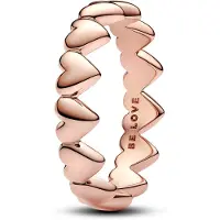 Pandora Moments Row of Hearts 14k rose gold-plated ring 183427C00-58