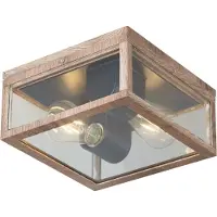 QAZQA Industriell taklampa trätryck IP44 2-lampor - Charlois